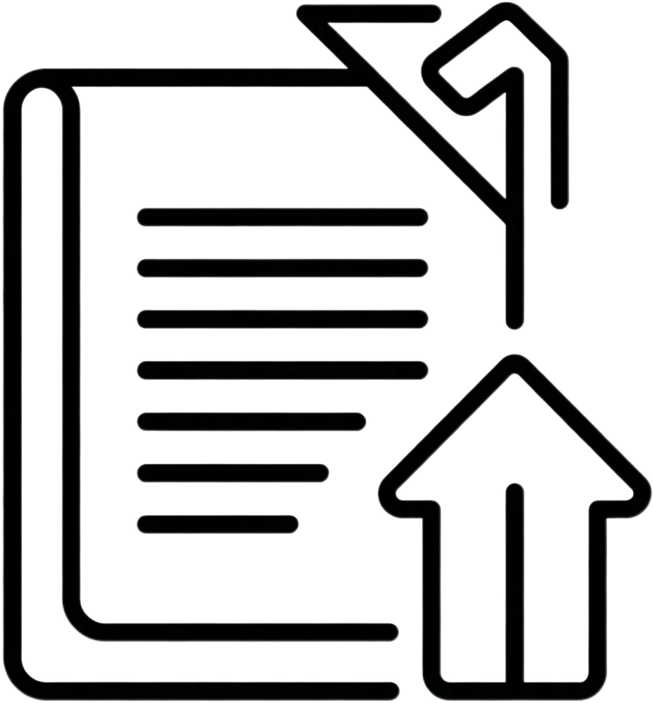 Minimalist line icon representing CAD drawing uploading service for custom CNC machining quotation